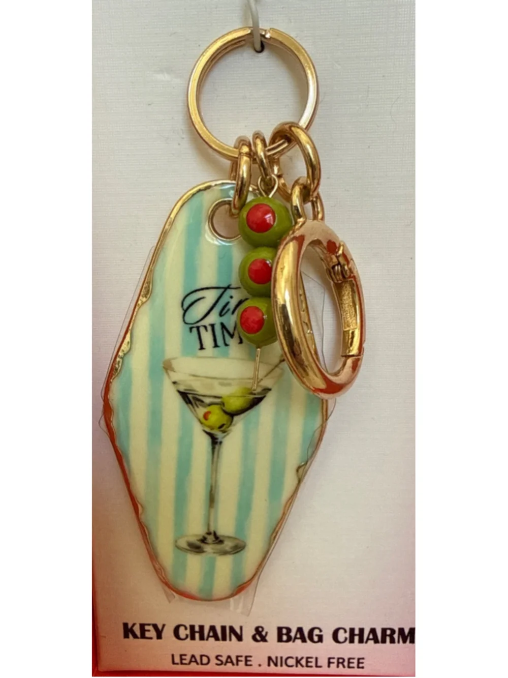 Piper K Key Chain Tini Time Martini Glass Handbag Purse Keychain Bag Charm Bling